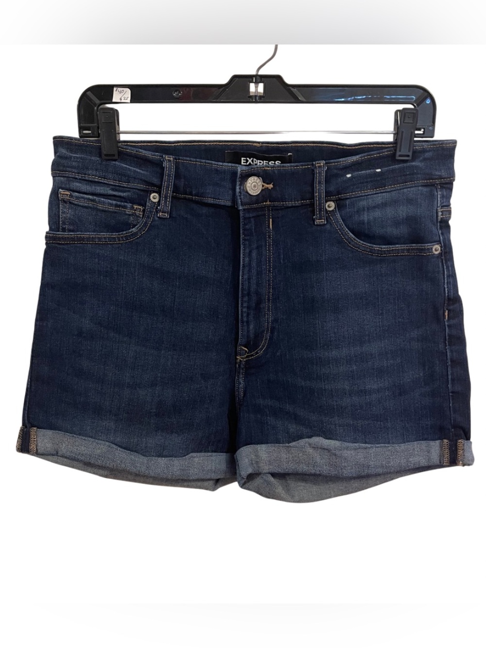 Express Midi High Rise Stretch Denim Shorts